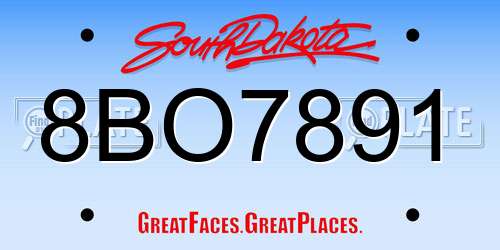 8BO7891 South Dakota License Plate