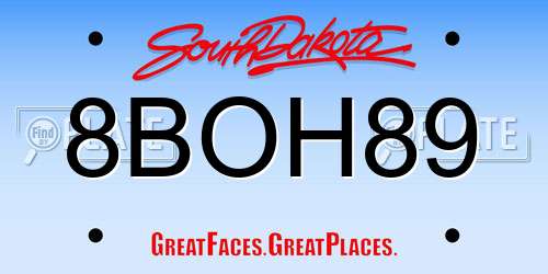 8BOH89 South Dakota License Plate