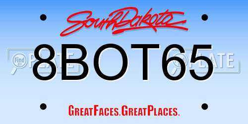 8BOT65 South Dakota License Plate