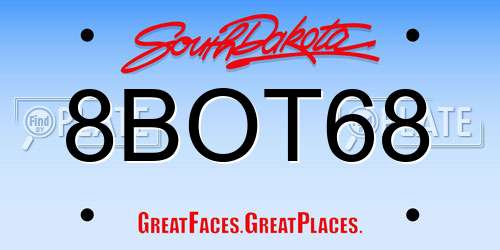 8BOT68 South Dakota License Plate