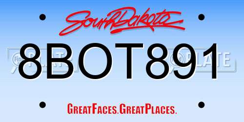 8BOT891 South Dakota License Plate