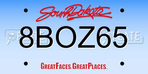 8BOZ65 South Dakota License Plate
