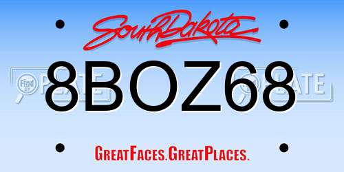 8BOZ68 South Dakota License Plate