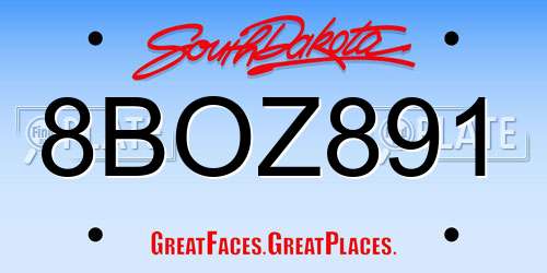 8BOZ891 South Dakota License Plate