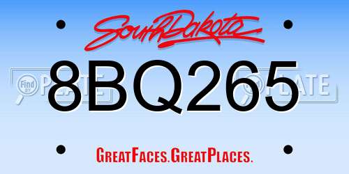8BQ265 South Dakota License Plate
