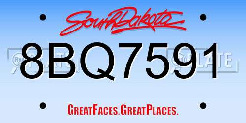 8BQ7591 South Dakota License Plate