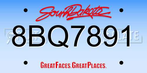 8BQ7891 South Dakota License Plate