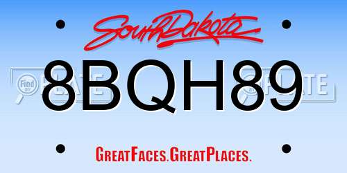 8BQH89 South Dakota License Plate
