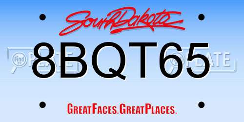 8BQT65 South Dakota License Plate