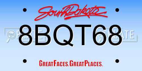 8BQT68 South Dakota License Plate