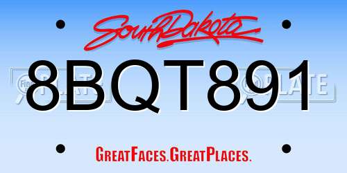 8BQT891 South Dakota License Plate