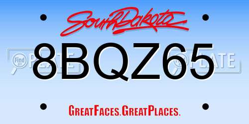 8BQZ65 South Dakota License Plate