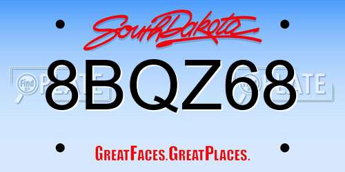 8BQZ68 South Dakota License Plate