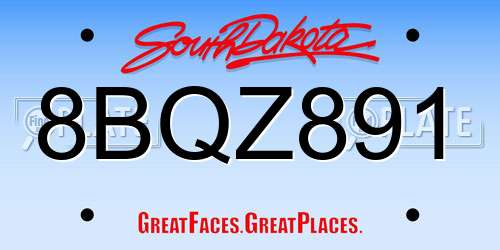 8BQZ891 South Dakota License Plate