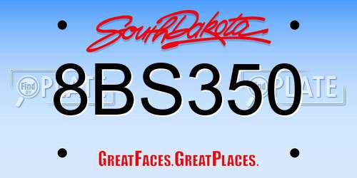 8BS350 South Dakota License Plate