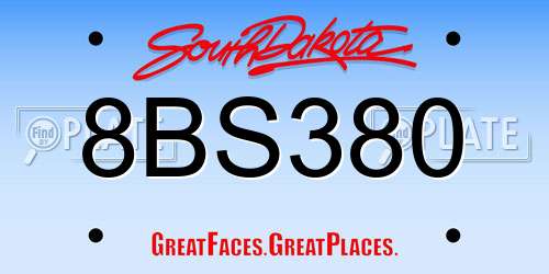 8BS380 South Dakota License Plate