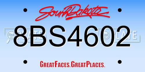 8BS4602 South Dakota License Plate
