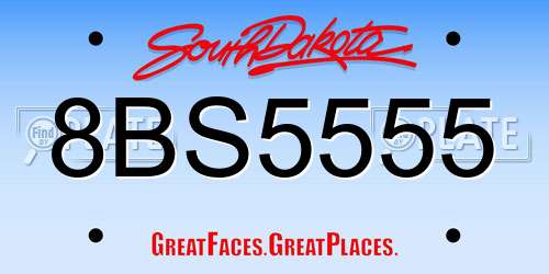 8BS5555 South Dakota License Plate