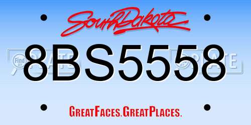 8BS5558 South Dakota License Plate