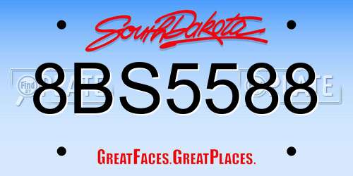 8BS5588 South Dakota License Plate