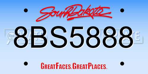 8BS5888 South Dakota License Plate