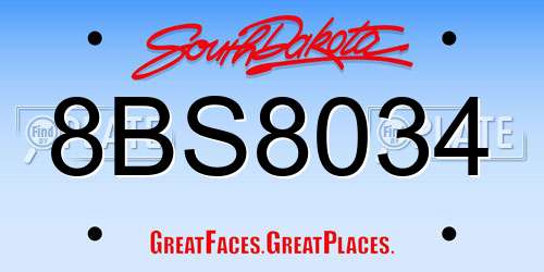 8BS8034 South Dakota License Plate