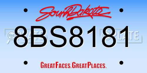8BS8181 South Dakota License Plate