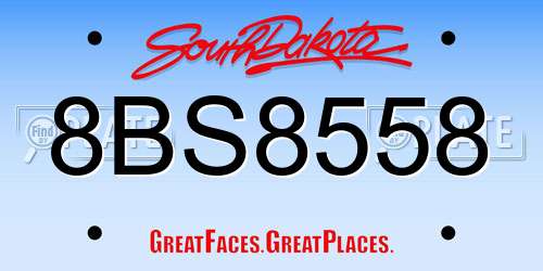 8BS8558 South Dakota License Plate