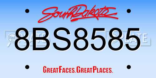 8BS8585 South Dakota License Plate