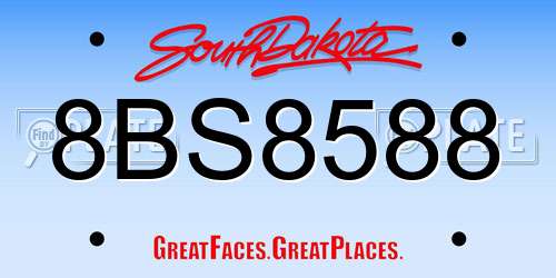 8BS8588 South Dakota License Plate