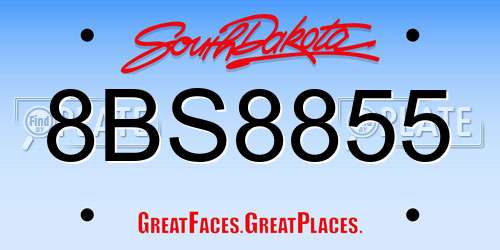 8BS8855 South Dakota License Plate