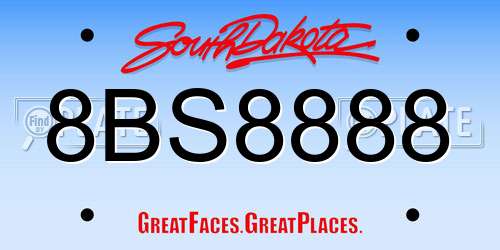 8BS8888 South Dakota License Plate