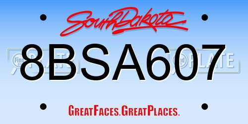 8BSA607 South Dakota License Plate
