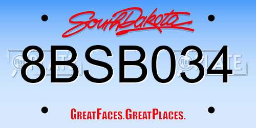 8BSB034 South Dakota License Plate