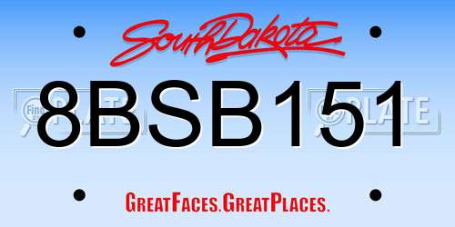 8BSB151 South Dakota License Plate