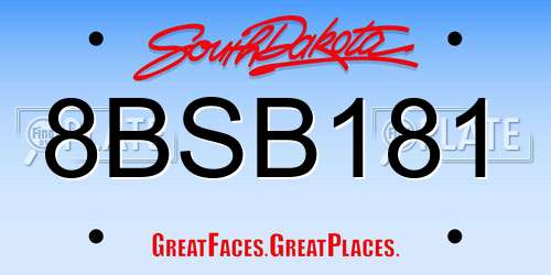 8BSB181 South Dakota License Plate