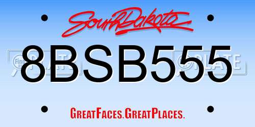 8BSB555 South Dakota License Plate