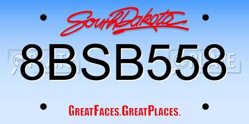 8BSB558 South Dakota License Plate