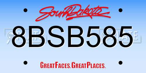 8BSB585 South Dakota License Plate