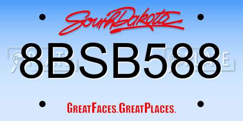 8BSB588 South Dakota License Plate