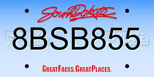 8BSB855 South Dakota License Plate