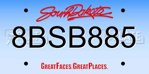 8BSB885 South Dakota License Plate