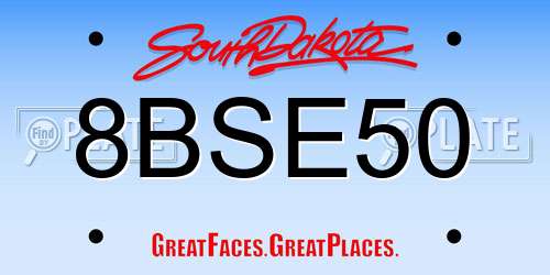 8BSE50 South Dakota License Plate