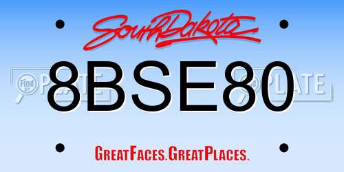 8BSE80 South Dakota License Plate