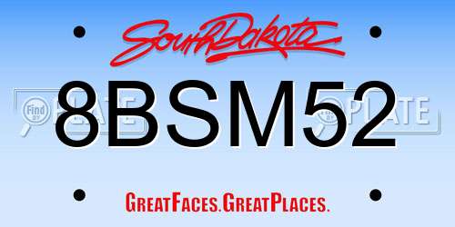 8BSM52 South Dakota License Plate