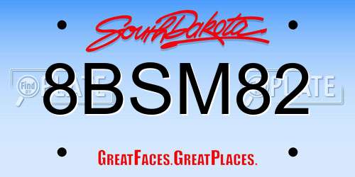 8BSM82 South Dakota License Plate