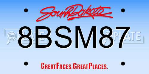 8BSM87 South Dakota License Plate