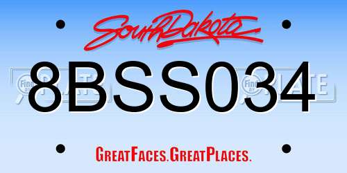 8BSS034 South Dakota License Plate