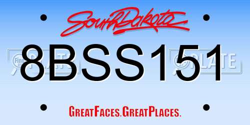 8BSS151 South Dakota License Plate