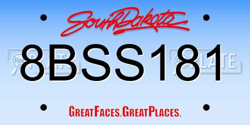 8BSS181 South Dakota License Plate